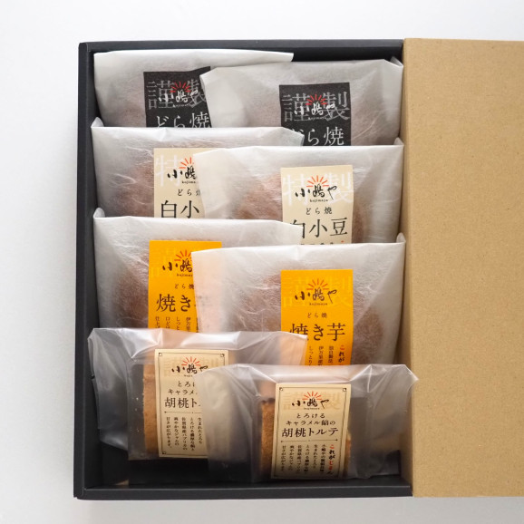 手提袋あり/【母の日ギフト】どら焼き3種(焼き芋・謹製・白小豆)<6個>・胡桃トルテ<2個> 画像 | 日本全国各地のお取り寄せモール風土jp